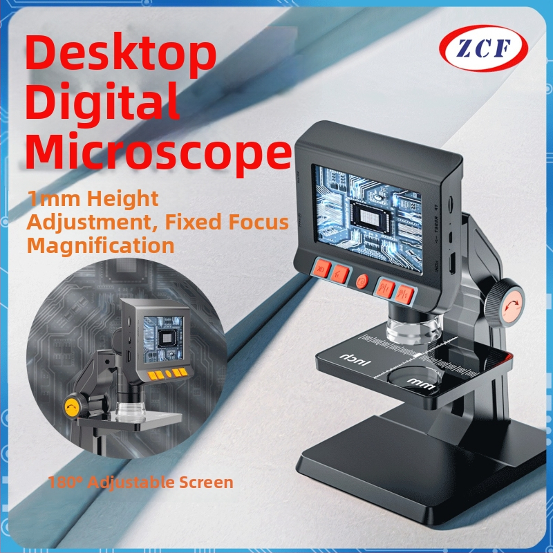 Stacionālais elektroniskais digitālais mikroskops ar iebūvētu displeju (HD, pārnēsājams, palielināšana caur tālruni, rūpniecisks videomikroskops)