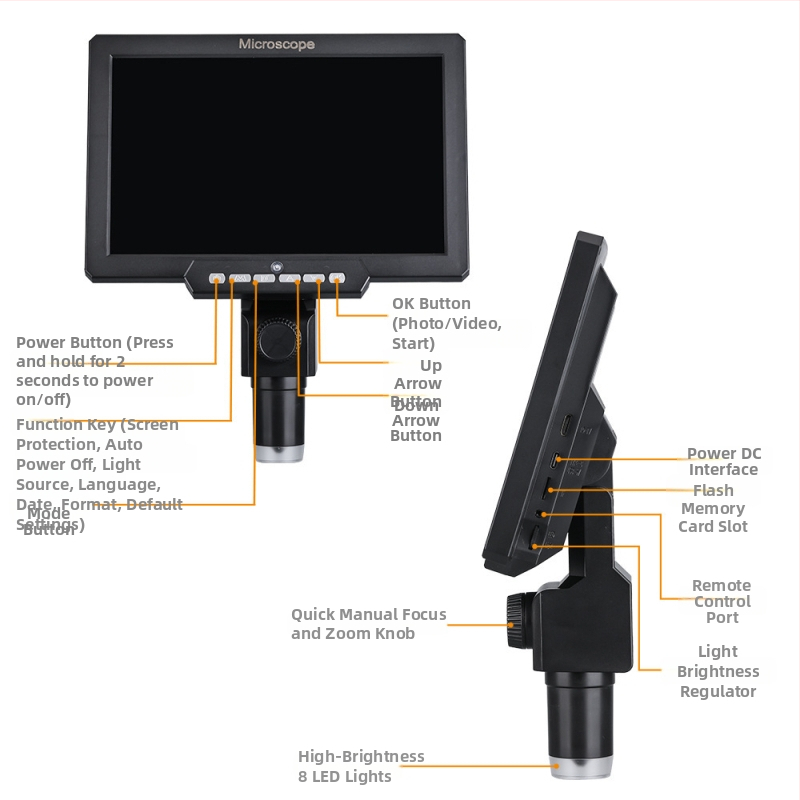 G2000 digitālais mikroskops ar HD ekrānu elektronikas remontam, bez zīmola