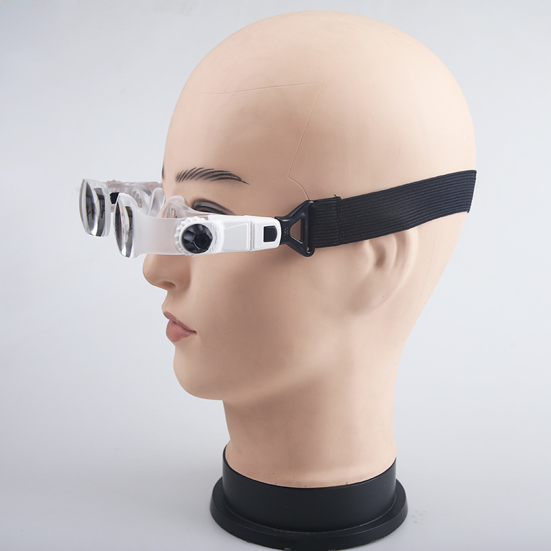 BIJIA Κεφαλή-φορούμενη φορητή μεγεθυντική lupa, μεγέθυνση 2.0–4.0×, μέταλλο/πλαστικό με οπτικό ακρυλικό φακό, μοντέλο 04006198