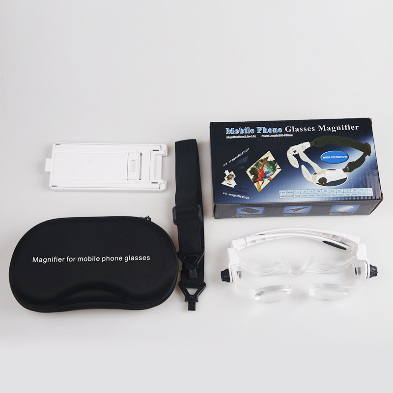 BIJIA Κεφαλή-φορούμενη φορητή μεγεθυντική lupa, μεγέθυνση 2.0–4.0×, μέταλλο/πλαστικό με οπτικό ακρυλικό φακό, μοντέλο 04006198