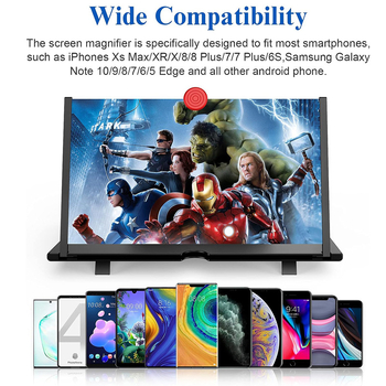 Mobilā telefona ekrāna palielinātājs — 3x palielinājums, universāla izmantošana, galda statīvs, ABS materiāls, attālums 1,5 m