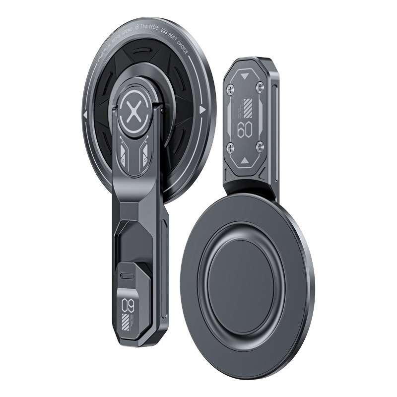 Suport magnetic pentru telefon, cu două fețe, de birou, pliabil din metal, aliaj de zinc + silicon