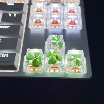 KK-Cokio XH008 kapica tipke od smole sa stvarnim cvijetom četverolisnog klina za mehaničke tipkovnice s križnim osovinama, ručno izrađena, prilagodljiva