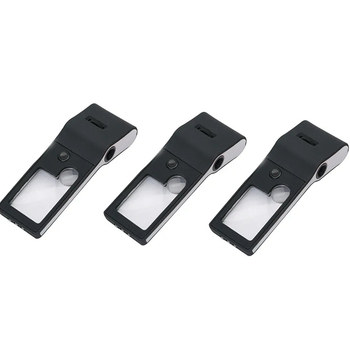 Lupă cu LED iluminat, cu trei trepte de mărire, pentru verificarea portabilă a bancnotelor