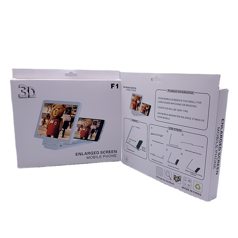 Lupă de ecran 3D pentru telefonul mobil, corp ABS, suport Lazy Stand, anti-miopie, personalizare disponibilă