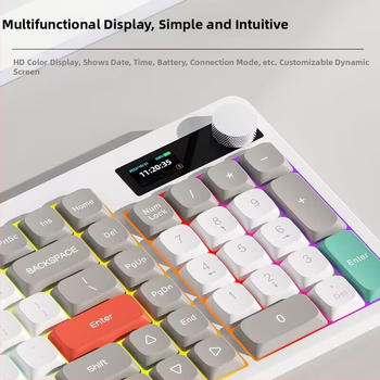 YK100 mechanická klávesnica s integrovaným displejom, tri režimy pripojenia: bezdrôtové, káblové, Bluetooth, červené mechanické spínače, PBT klávesy s sublimáciou