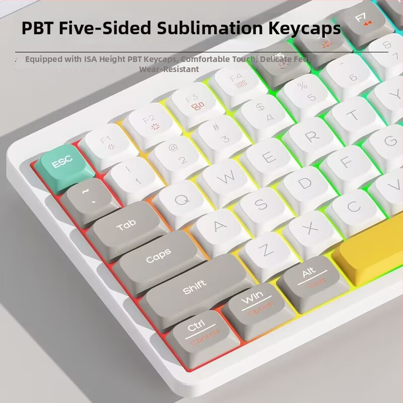 YK100 mechanická klávesnica s integrovaným displejom, tri režimy pripojenia: bezdrôtové, káblové, Bluetooth, červené mechanické spínače, PBT klávesy s sublimáciou