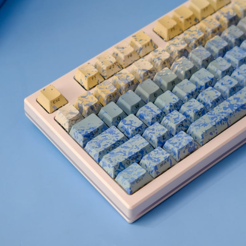 Set de capace PBT pentru taste, pentru tastaturi mecanice, gravate pe lateral, imprimare prin sublimare, capace transparente, compatibilitate universală