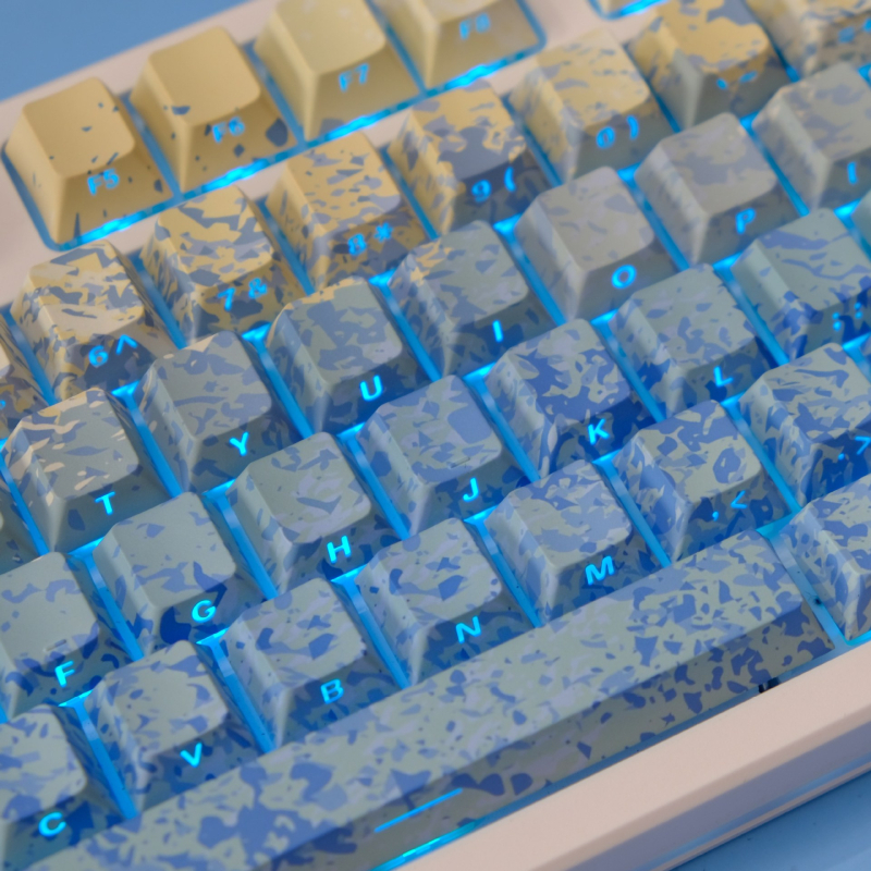 Set de capace PBT pentru taste, pentru tastaturi mecanice, gravate pe lateral, imprimare prin sublimare, capace transparente, compatibilitate universală