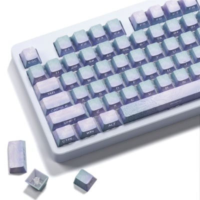 Xvx Snow 131-ključni PBT set kapica tipki za mehaničku tipkovnicu, sublimacijski tisak, bočno ugravirane prozirne, kompatibilno s Cross-stem