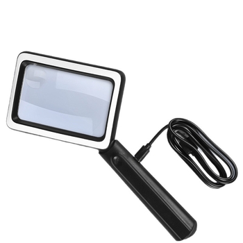 Lupa de citit portabilă cu alimentare USB, 4x mărire, pătrată, 20 LED-uri, model 1311