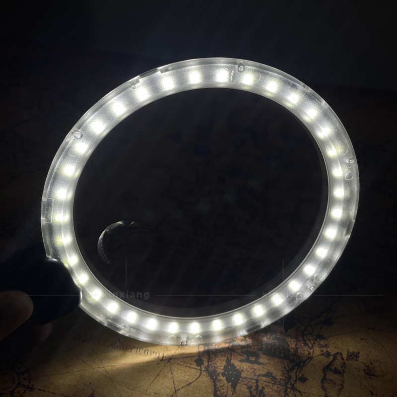 Lupa LED cu mărire 5x/15x, reîncărcabilă, 36 LED-uri, iluminare în trei trepte, pentru gât sau ținută în mână