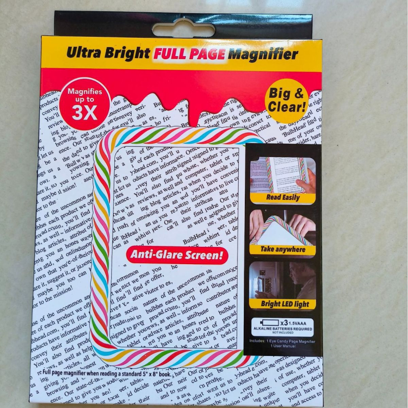 Portatīvā lasīšanas lupa ar LED gaismu, 300x palielinājums, plastmasas korpuss