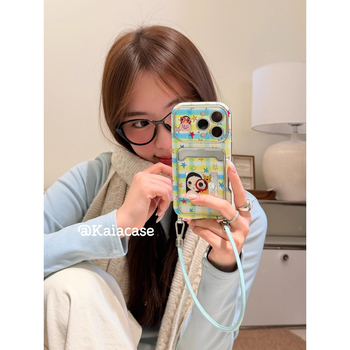 Telefonikarp tüdruku karikatuurilise illustratsiooniga Korea-Jaapani stiilis, TPU-materjal, kukkumiskaitse, sobib iPhone 16 Pro ja iPhone 17 Pro Max