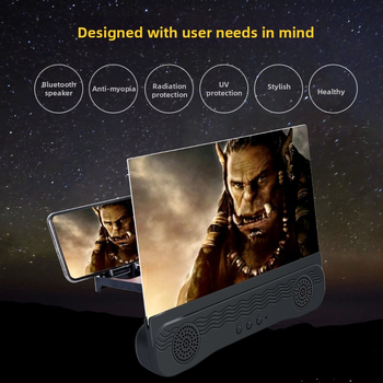 Tālruņa ekrāna palielinātājs ar Bluetooth skaļruni, galda statīvs, 2–3× palielinājums, HD displejs