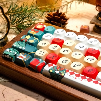 Set de capace PBT pentru tastatură mecanică, 129 de taste, dye-sublimation, compatibil cu switch-uri verzi, conectat prin cablu