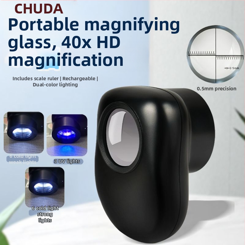 Chuda lupă de mână pentru citirea caracterelor mici și identificarea jadului antic cu iluminare LED – Modelul 1266
