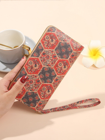 Μποέμικο πολυλειτουργικό πορτφόλι-κλατς με γεωμετρικό σχέδιο, PU δέρμα, ultra-light και ανθεκτικό, επένδυση πολυεστέρα, Άνοιξη 2025