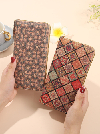 Μποέμικο πολυλειτουργικό πορτφόλι-κλατς με γεωμετρικό σχέδιο, PU δέρμα, ultra-light και ανθεκτικό, επένδυση πολυεστέρα, Άνοιξη 2025