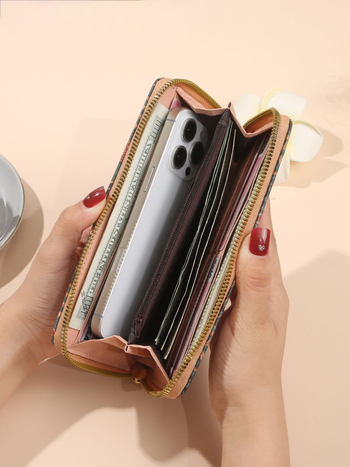 Μποέμικο πολυλειτουργικό πορτφόλι-κλατς με γεωμετρικό σχέδιο, PU δέρμα, ultra-light και ανθεκτικό, επένδυση πολυεστέρα, Άνοιξη 2025