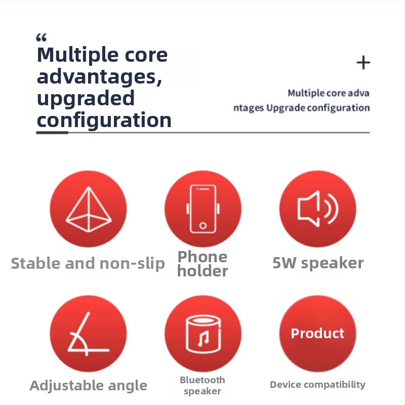 Stojan na záber zhora s Bluetooth reproduktorom a držiakom na telefón – ABS plast