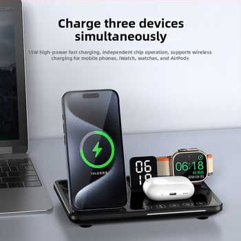 Sklopná bezdrôtová nabíjačka na telefón – celkový výkon 30W, 15W pre telefón, magnetické nabíjanie, digitálny displej