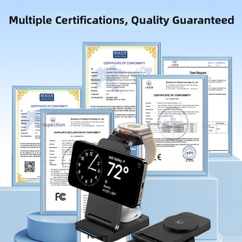 Αναδιπλούμενος μαγνητικός ασύρματος φορτιστής 3-σε-1 για smartwatch και iPhone, 15W