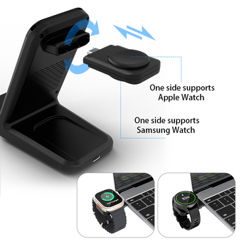 3-σε-1 ασύρματο φορτιστή βάσης για κινητό και smartwatch, 15W γρήγορη φόρτιση, QC4.0, 5V/3A 9V/3A