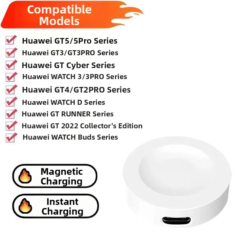 Magnetický dokovací nabíjač pre Huawei Watch GT2 Pro/GT3/GT3 Pro/GT4/Watch 4 Pro séria – Bezdrôtové nabíjanie, 0,54A, 3W