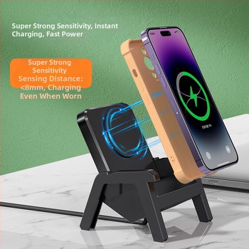 Ασύρματη βάση φόρτισης με πιστοποίηση Qi, μέγιστη ισχύς 15W, QC3.0, επιτραπέζιο κάθετο στήριγμα κινητού
