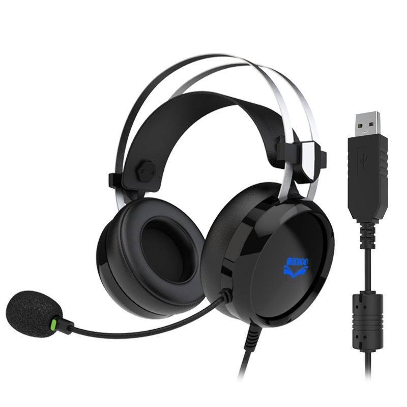 Slúchadlá s potlačením šumu USB, káblové, 50 mm reproduktory, 20–20000 Hz, 32 Ω, 2,8 m kábel, s mikrofónom