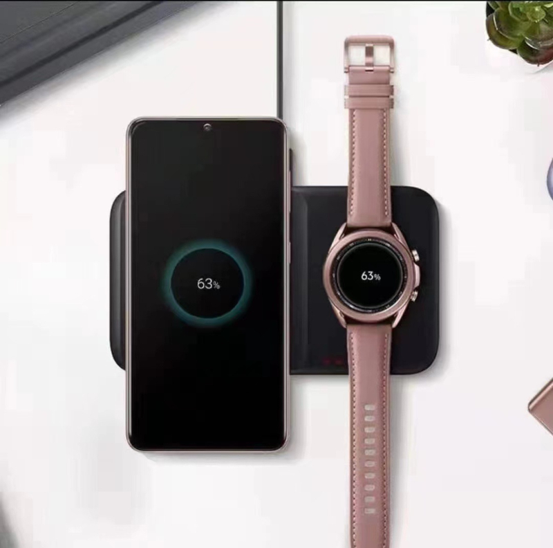 2-σε-1 ασύρματος φορτιστής για Samsung κινητό και smartwatch, 15W γρήγορη φόρτιση, QC3.0, 2A έξοδος