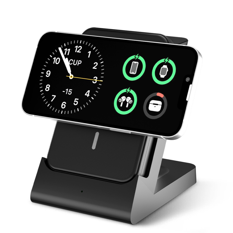 Μαγνητικός φορτιστής τρία σε ένα με ασύρματη φόρτιση и βάση τηλεφώνου — Έξοδος 15W, Συνολική ισχύς 22W, PD γρήγορη φόρτιση