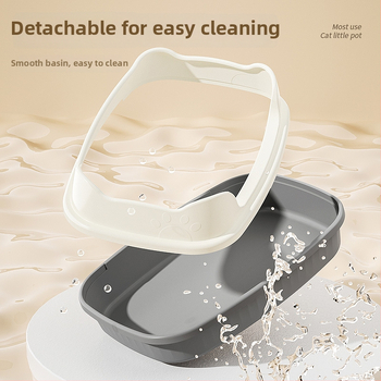 Miska na mačací trus z PP, čiastočne uzavretý/otvorený dizajn, guľatý tvar, proti rozstrekovaniu