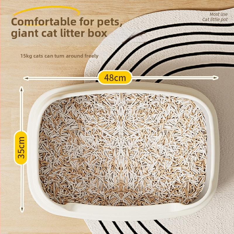 Miska na mačací trus z PP, čiastočne uzavretý/otvorený dizajn, guľatý tvar, proti rozstrekovaniu