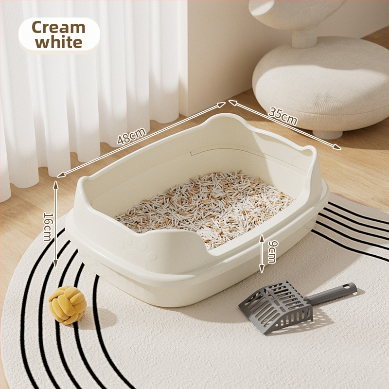 Miska na mačací trus z PP, čiastočne uzavretý/otvorený dizajn, guľatý tvar, proti rozstrekovaniu