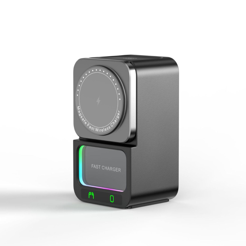 Încărcător wireless cu difuzor Bluetooth, cinci în unu - încărcare wireless magnetică, 15W încărcare rapidă, QC 3.0, curent de ieșire 3A, putere totală 22.5W
