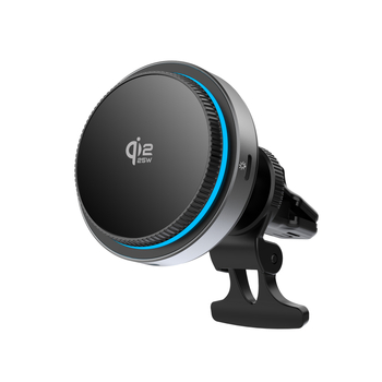 Încărcător wireless auto Qi2.2 cu aliniere magnetic pentru iPhone 17/16 – încărcare rapidă 25W, 3A ieșire, cadru din aliaj de aluminiu