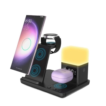 Πολυχρηστικός ασύρματος φορτιστής με νυχτερινό φως για Samsung ρολόι, Apple iPhone и ακουστικά – 15W γρήγορη ασύρματη φόρτιση, QC3.0
