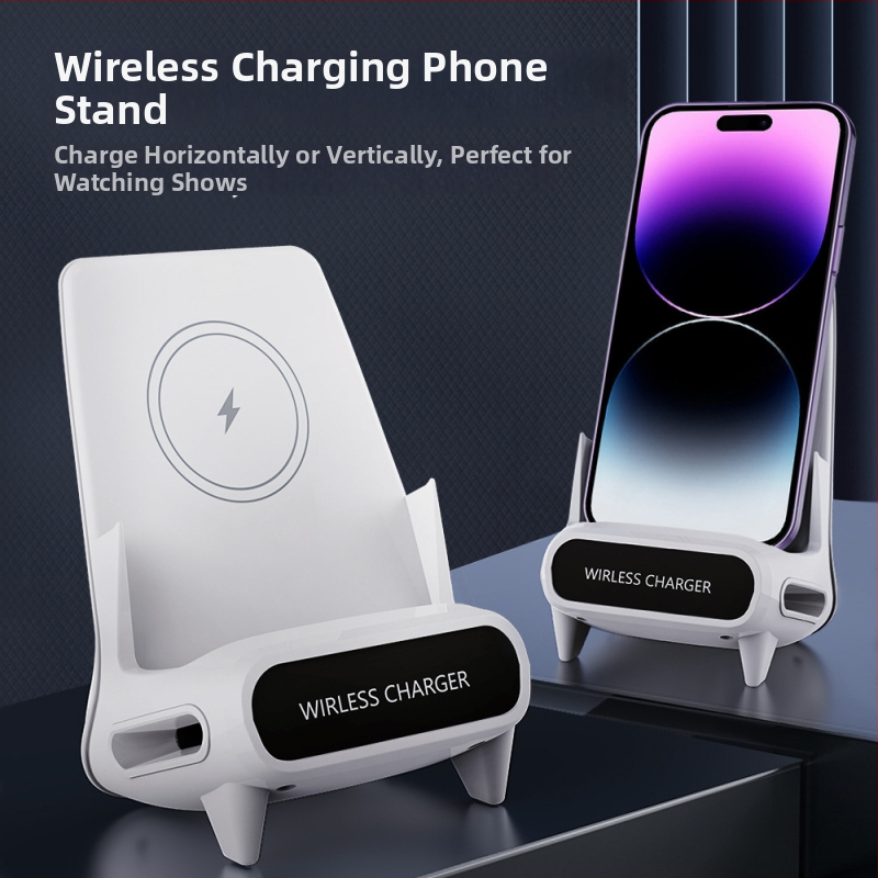 Bezdrôtová nabíjačka pre telefón so stojanom na stole — horizontálne/vertikálne zobrazenie, QC 3.0 rýchle nabíjanie, 15W, 9V/2A
