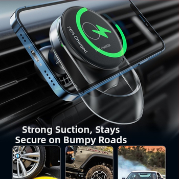 MagSafe bezdrôtová nabíjačka do auta 15W so magnetickým držiakom na telefón a navigačnou oporou, QC3.0 rýchle nabíjanie