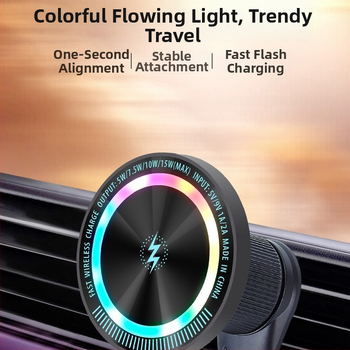 Magnetický bezdrôtový auto nabíjač 15W, rýchle nabíjanie; Qi kompatibilita; univerzálne použitie; výstup 5V/2A, 9V/2A, 12V/1.5A