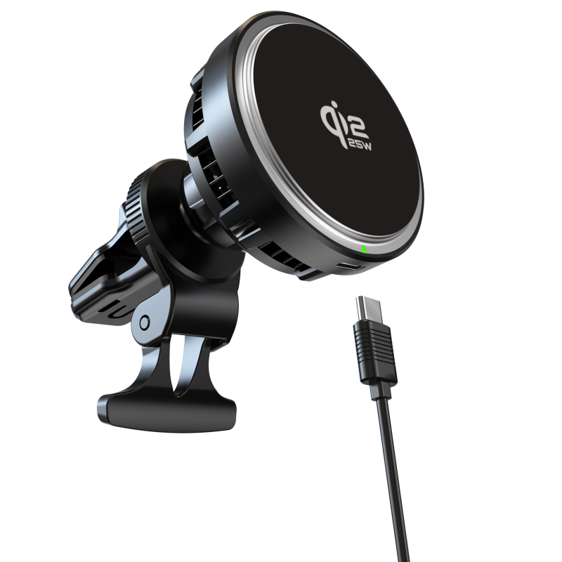 Încărcător auto wireless magnetic Qi2.2, Type-C PD, 15W maxim, încărcare magnetică, Ieșire 1.5A