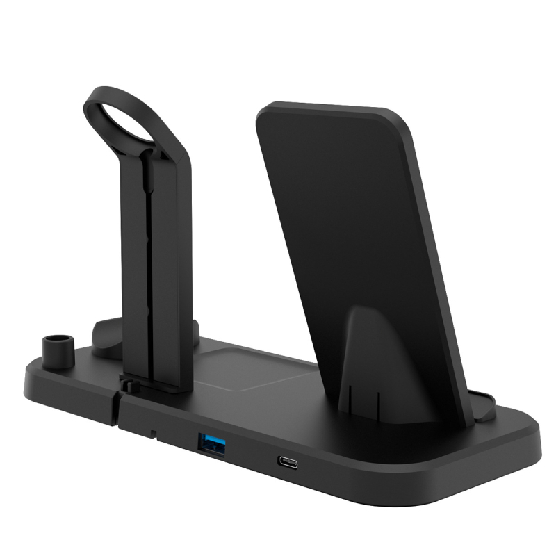 LD-08 Încărcător Wireless 5-in-1, 15W Încărcare Rapidă pentru Căști, Ceas și Telefon, QC3.0