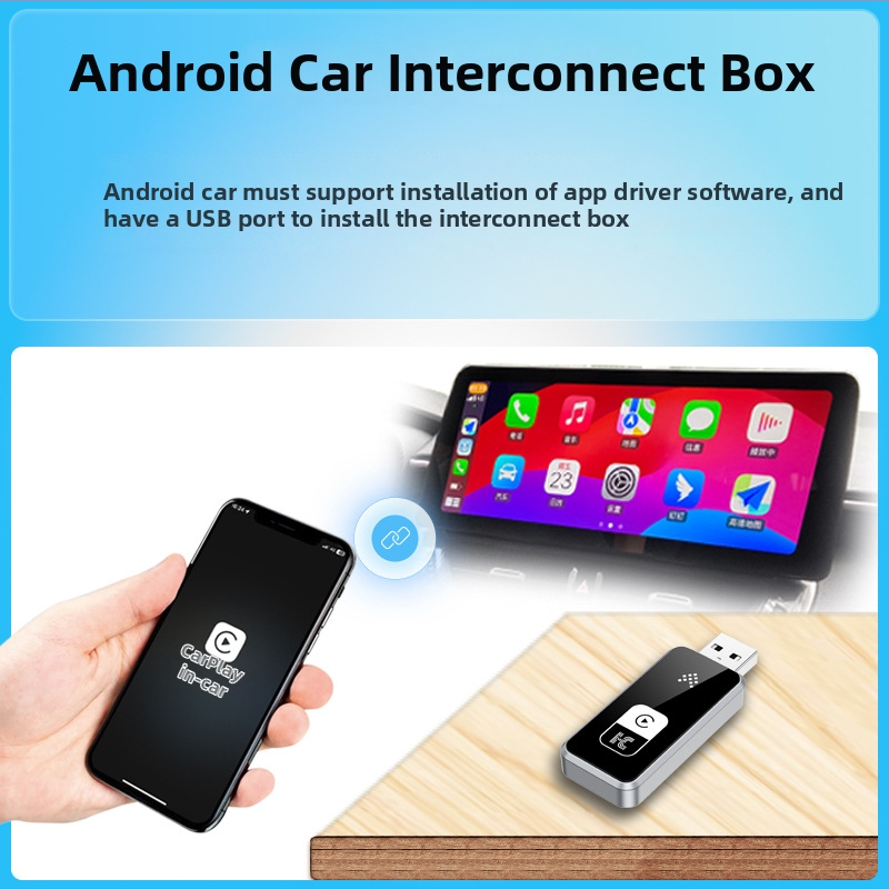 Dvojitý prepojovací modul pre Android auto k bezdrôtovému CarPlay a Huawei HiCar; model Z6-ad; USB rozhranie; hmotnosť 50 g; elektroplatované puzdro