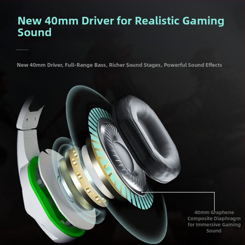 Over-ear herné slúchadlá pre hráčov, Bluetooth, na hlavu, káblové aj bezdrôtové, bez mikrofónu
