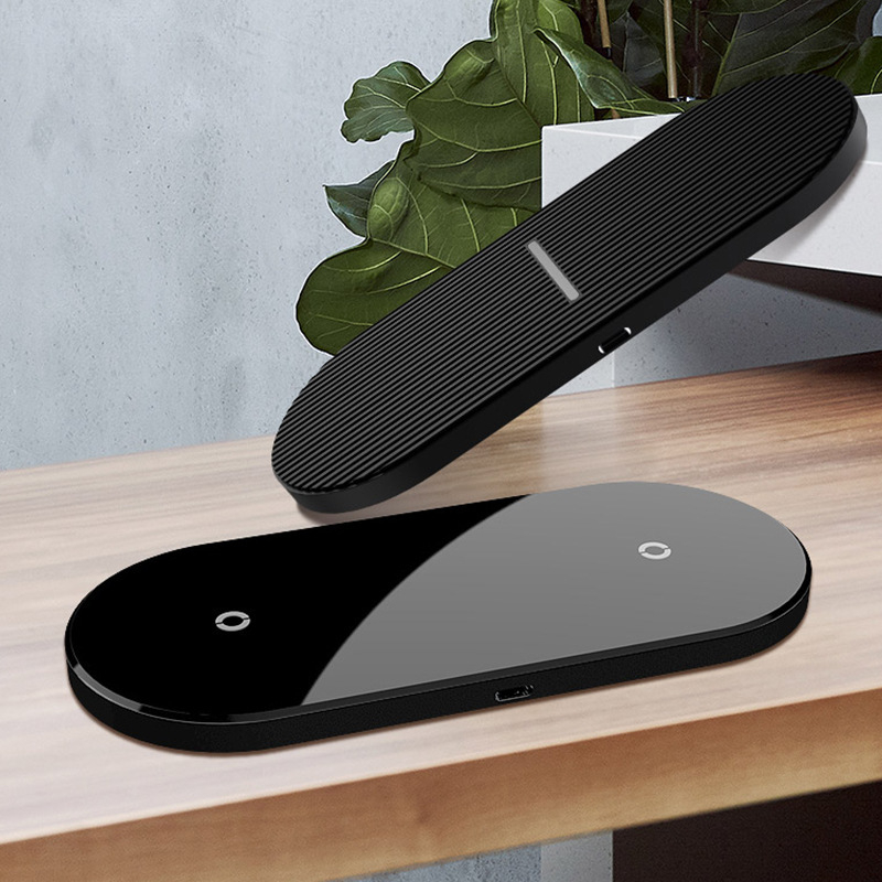 Încărcător wireless de birou pentru două dispozitive, încărcare duală, 20W total, 10W pe dispozitiv, 3A, Quick Charge