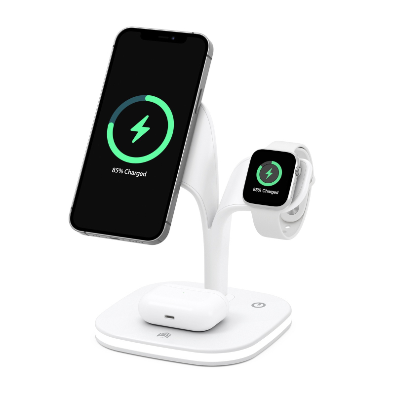 Prijenosni 5-u-1 bežični punjač sa stalkom – Qi 15W brzo punjenje, magnetsko punjenje, QC 3.0, 9V/2A