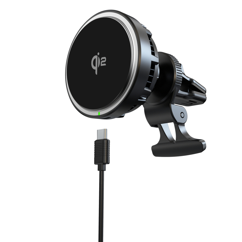 Încărcător auto wireless magnetic, răcire pe semiconductori și ventilator, încărcare rapidă 15W, ieșire 3A