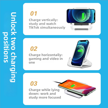 Bezdrôtová nabíjačka s vertikálnym stojanom pre telefón, 15W rýchle bezdrôtové nabíjanie, 3-v-1 stolný docking, QC3.0, CE/ROHS